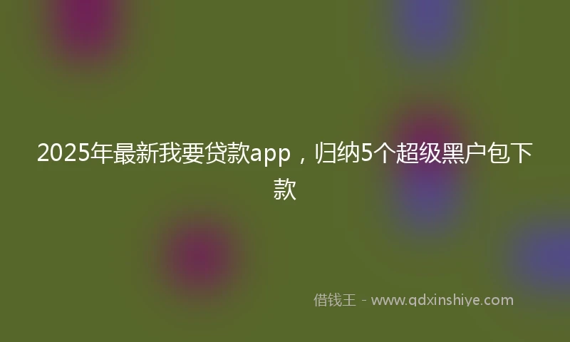 2025年最新我要贷款app，归纳5个超级黑户包下款