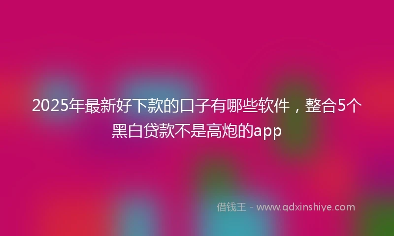 2025年最新好下款的口子有哪些软件，整合5个黑白贷款不是高炮的app