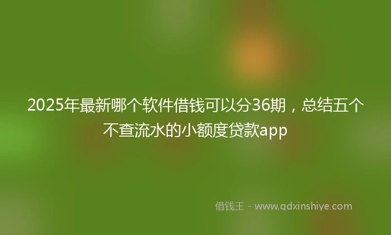 2025年最新哪个软件借钱可以分36期，总结五个不查流水的小额度贷款app