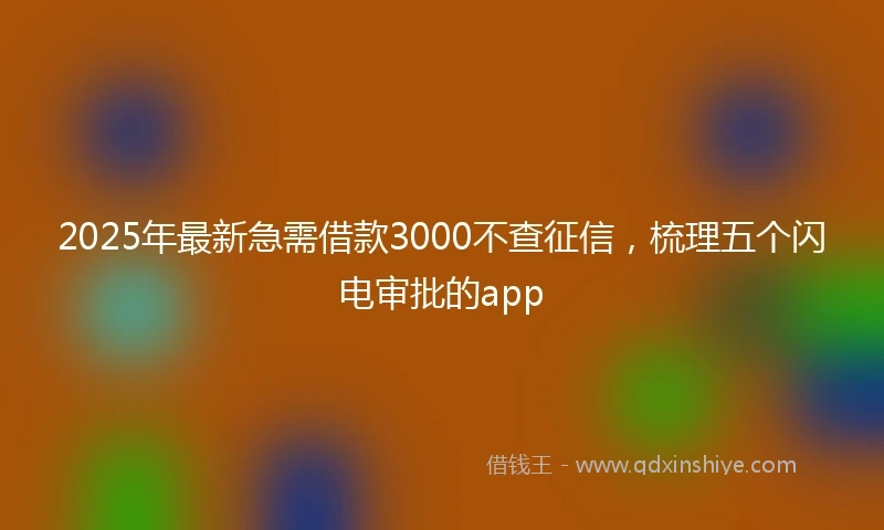 2025年最新急需借款3000不查征信，梳理五个闪电审批的app