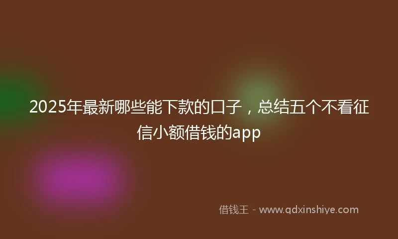 2025年最新哪些能下款的口子，总结五个不看征信小额借钱的app