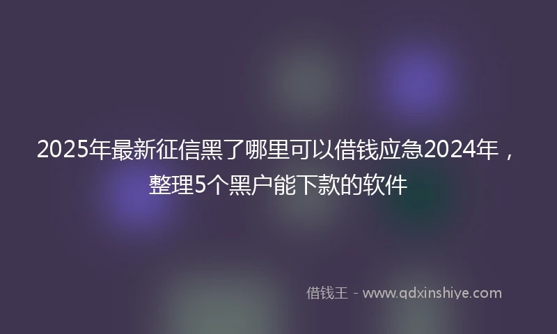 2025年最新征信黑了哪里可以借钱应急2024年，整理5个黑户能下款的软件