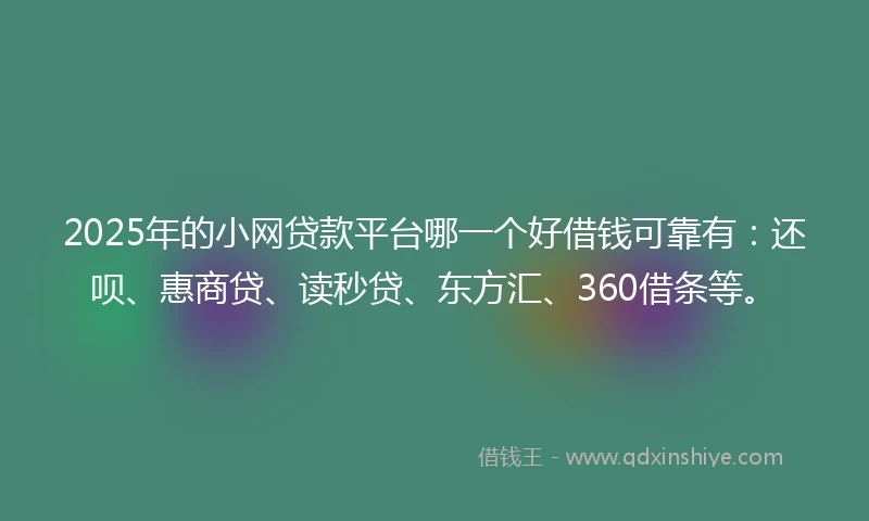 2025年的小网贷款平台哪一个好借钱可靠有：还呗、惠商贷、读秒贷、东方汇、360借条等。