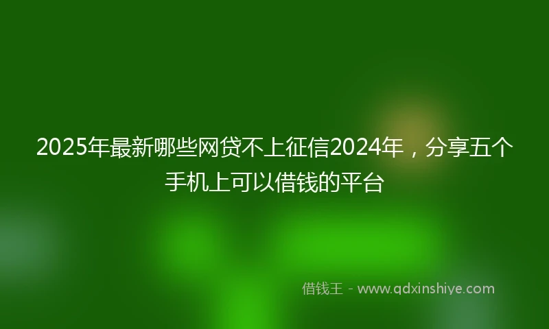 2025年最新哪些网贷不上征信2024年，分享五个手机上可以借钱的平台