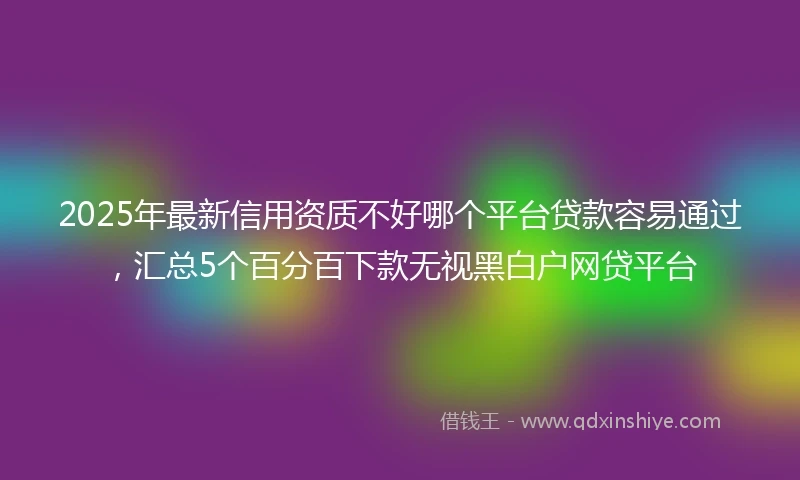 2025年最新信用资质不好哪个平台贷款容易通过，汇总5个百分百下款无视黑白户网贷平台