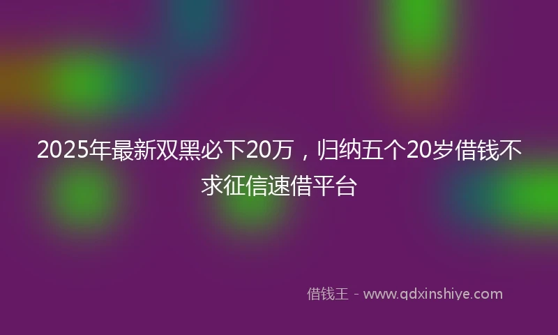 2025年最新双黑必下20万，归纳五个20岁借钱不求征信速借平台