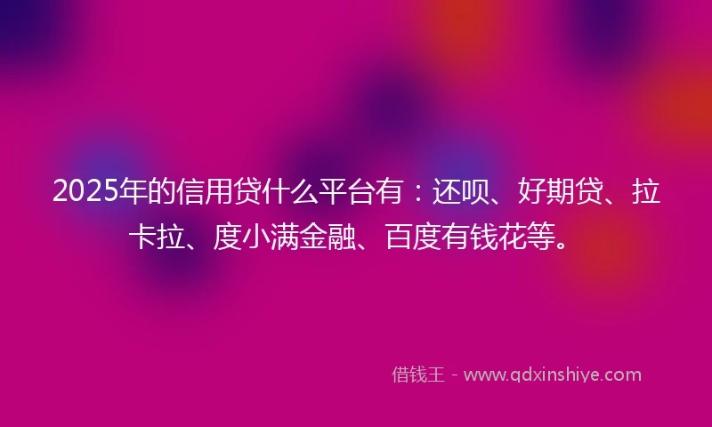 2025年的信用贷什么平台有：还呗、好期贷、拉卡拉、度小满金融、百度有钱花等。