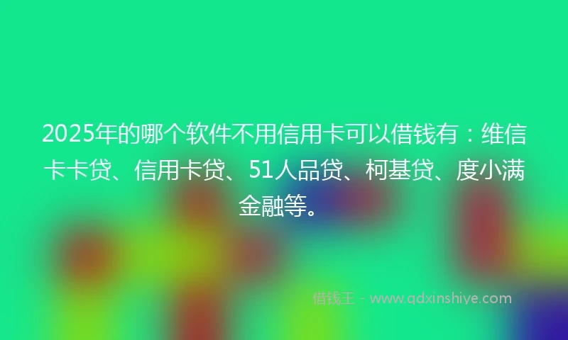 2025年的哪个软件不用信用卡可以借钱有：维信卡卡贷、信用卡贷、51人品贷、柯基贷、度小满金融等。