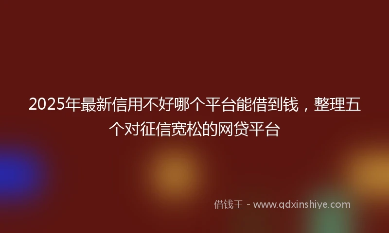 2025年最新信用不好哪个平台能借到钱，整理五个对征信宽松的网贷平台
