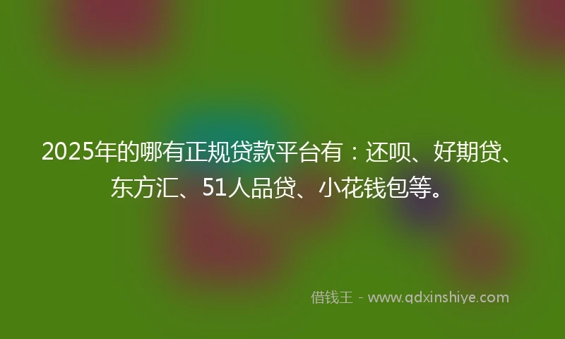 2025年的哪有正规贷款平台有：还呗、好期贷、东方汇、51人品贷、小花钱包等。