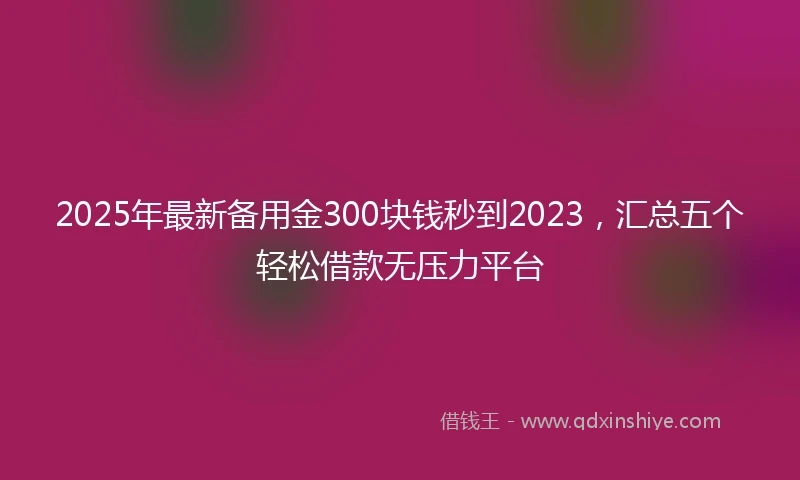 2025年最新备用金300块钱秒到2023，汇总五个轻松借款无压力平台