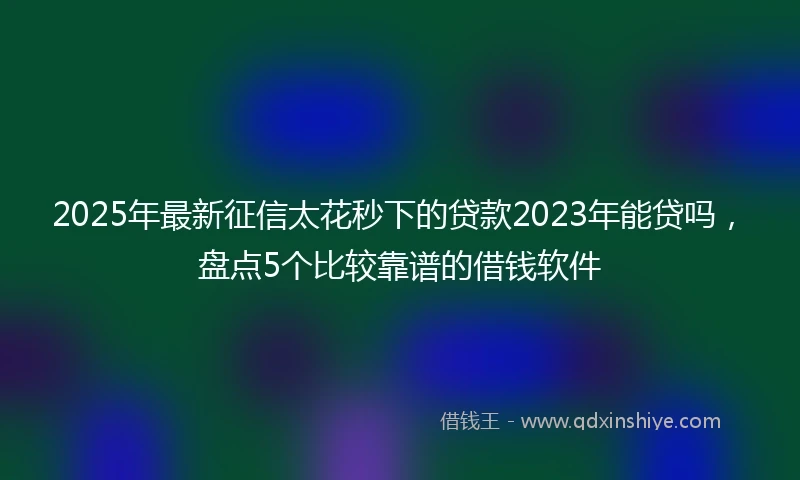2025年最新征信太花秒下的贷款2023年能贷吗，盘点5个比较靠谱的借钱软件