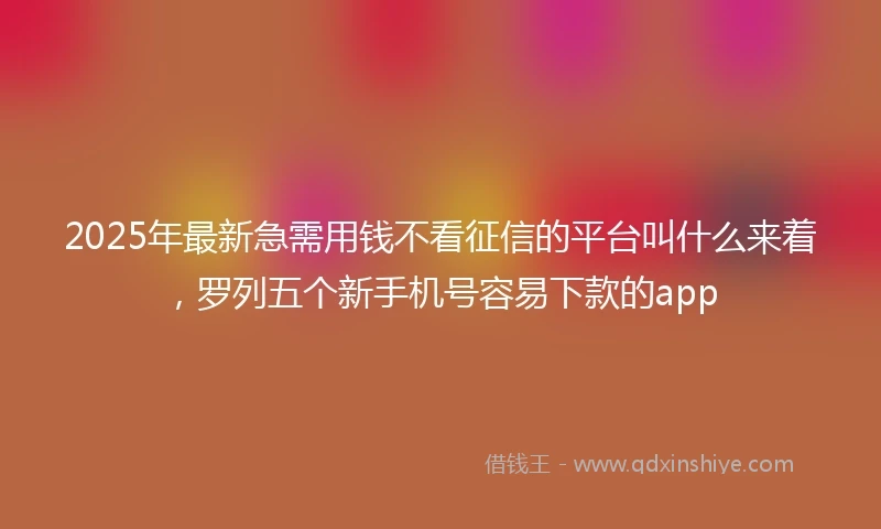 2025年最新急需用钱不看征信的平台叫什么来着，罗列五个新手机号容易下款的app