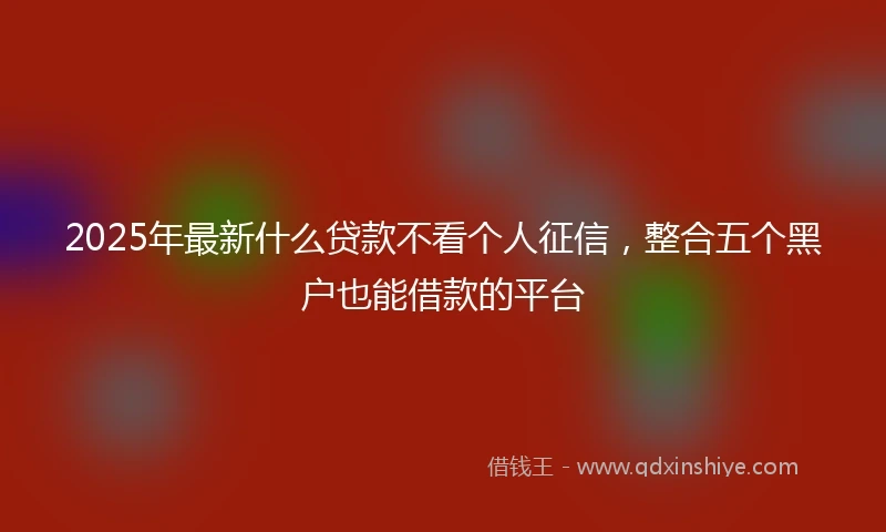 2025年最新什么贷款不看个人征信，整合五个黑户也能借款的平台
