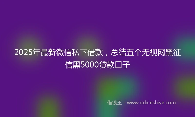 2025年最新微信私下借款，总结五个无视网黑征信黑5000贷款口子