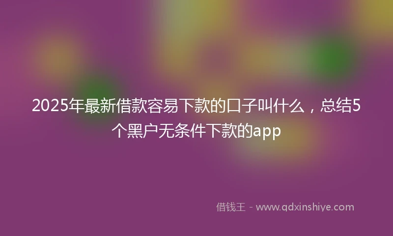 2025年最新借款容易下款的口子叫什么，总结5个黑户无条件下款的app