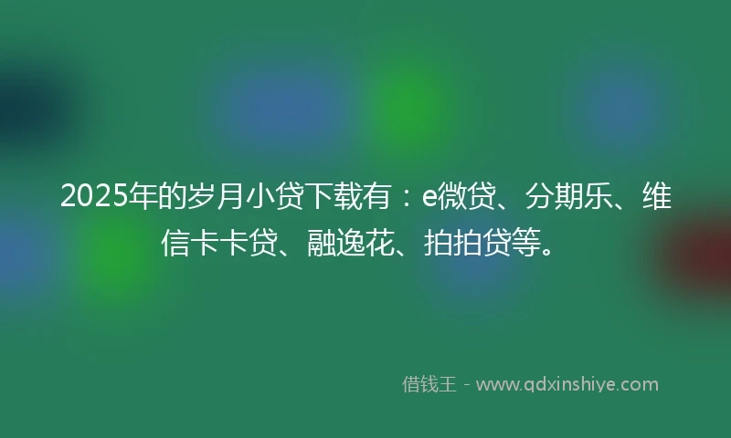 2025年的岁月小贷下载有：e微贷、分期乐、维信卡卡贷、融逸花、拍拍贷等。