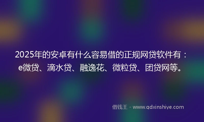 2025年的安卓有什么容易借的正规网贷软件有：e微贷、滴水贷、融逸花、微粒贷、团贷网等。