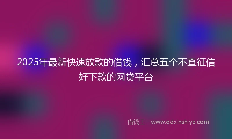 2025年最新快速放款的借钱，汇总五个不查征信好下款的网贷平台