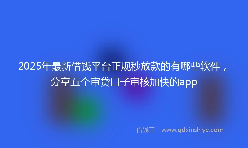 2025年最新借钱平台正规秒放款的有哪些软件，分享五个审贷口子审核加快的app
