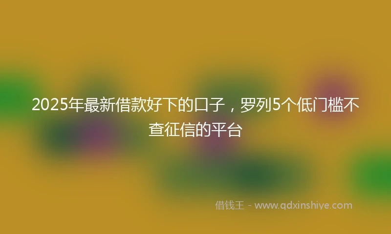 2025年最新借款好下的口子，罗列5个低门槛不查征信的平台
