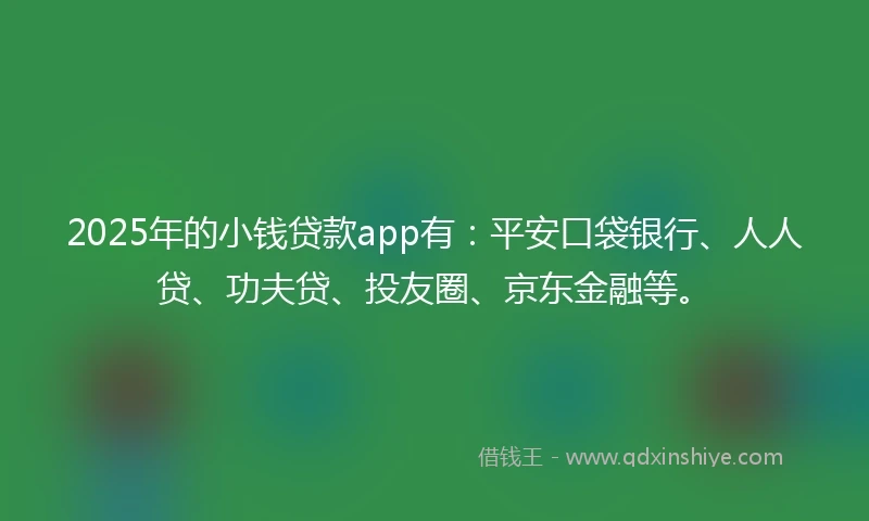 2025年的小钱贷款app有：平安口袋银行、人人贷、功夫贷、投友圈、京东金融等。