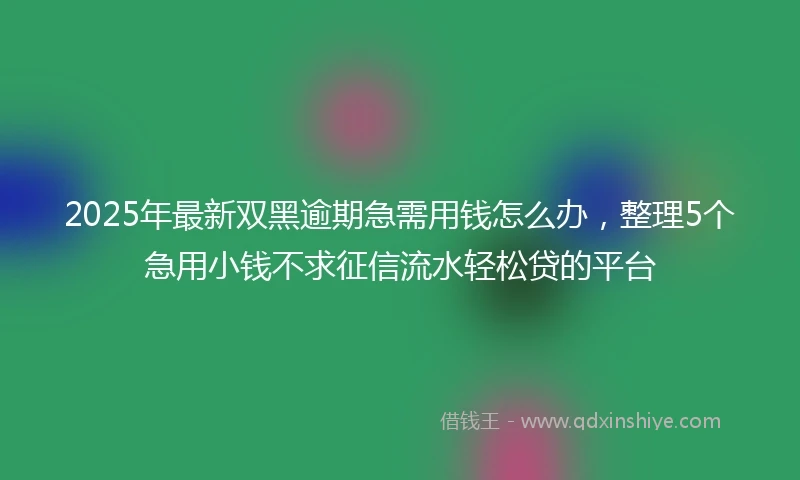 2025年最新双黑逾期急需用钱怎么办，整理5个急用小钱不求征信流水轻松贷的平台