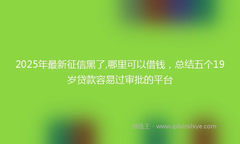 2025年最新征信黑了,哪里可以借钱，总结五个19岁贷款容易过审批的平台