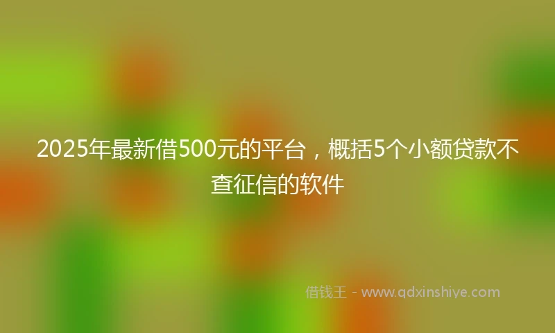 2025年最新借500元的平台，概括5个小额贷款不查征信的软件