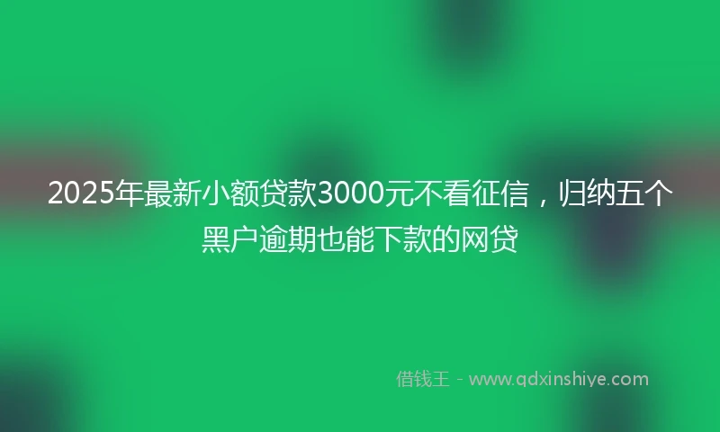 2025年最新小额贷款3000元不看征信，归纳五个黑户逾期也能下款的网贷