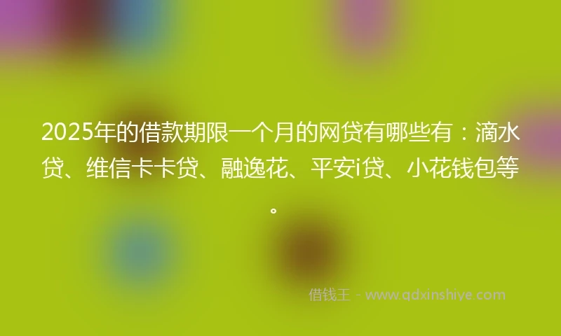 2025年的借款期限一个月的网贷有哪些有：滴水贷、维信卡卡贷、融逸花、平安i贷、小花钱包等。