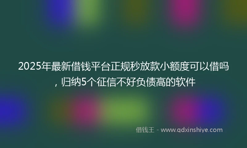 2025年最新借钱平台正规秒放款小额度可以借吗，归纳5个征信不好负债高的软件