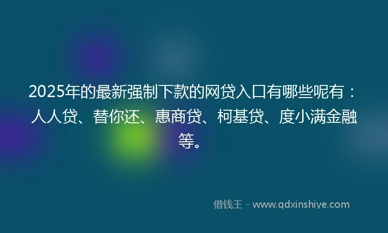2025年的最新强制下款的网贷入口有哪些呢有：人人贷、替你还、惠商贷、柯基贷、度小满金融等。