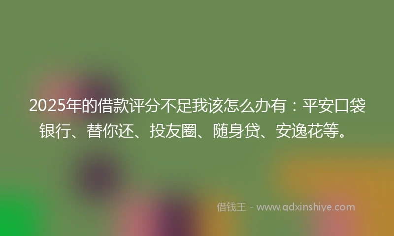 2025年的借款评分不足我该怎么办有：平安口袋银行、替你还、投友圈、随身贷、安逸花等。