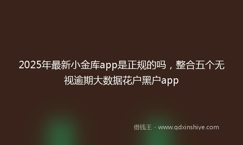 2025年最新小金库app是正规的吗，整合五个无视逾期大数据花户黑户app