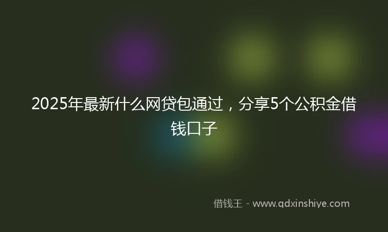 2025年最新什么网贷包通过，分享5个公积金借钱口子