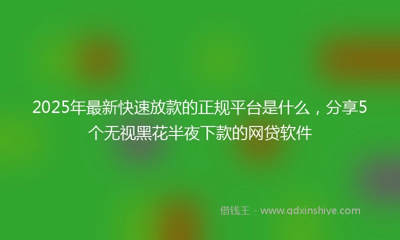 2025年最新快速放款的正规平台是什么，分享5个无视黑花半夜下款的网贷软件