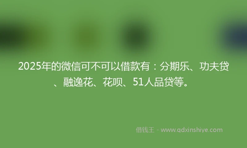 2025年的微信可不可以借款有：分期乐、功夫贷、融逸花、花呗、51人品贷等。