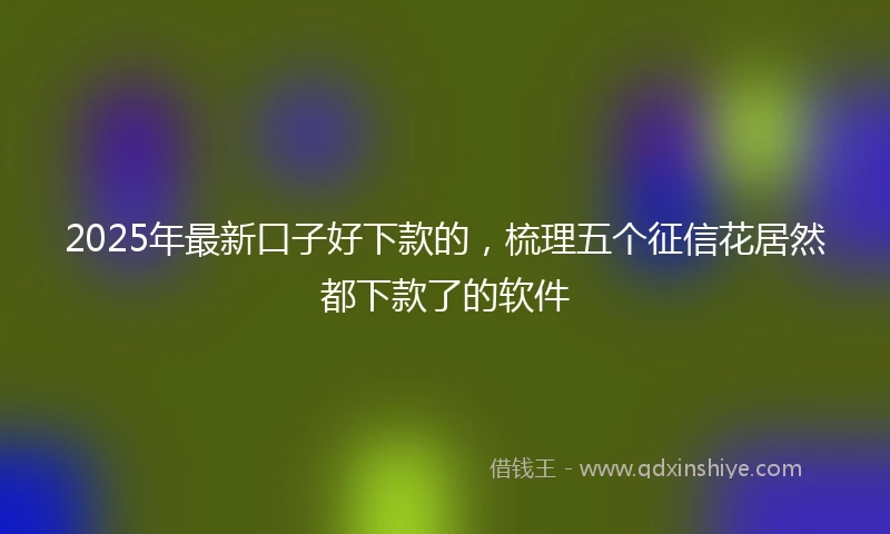 2025年最新口子好下款的，梳理五个征信花居然都下款了的软件