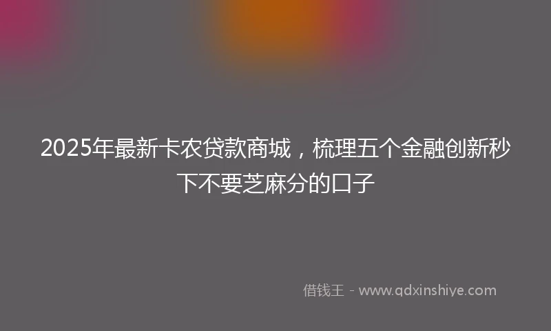 2025年最新卡农贷款商城，梳理五个金融创新秒下不要芝麻分的口子