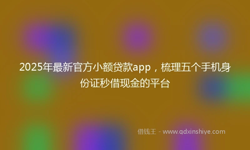 2025年最新官方小额贷款app，梳理五个手机身份证秒借现金的平台
