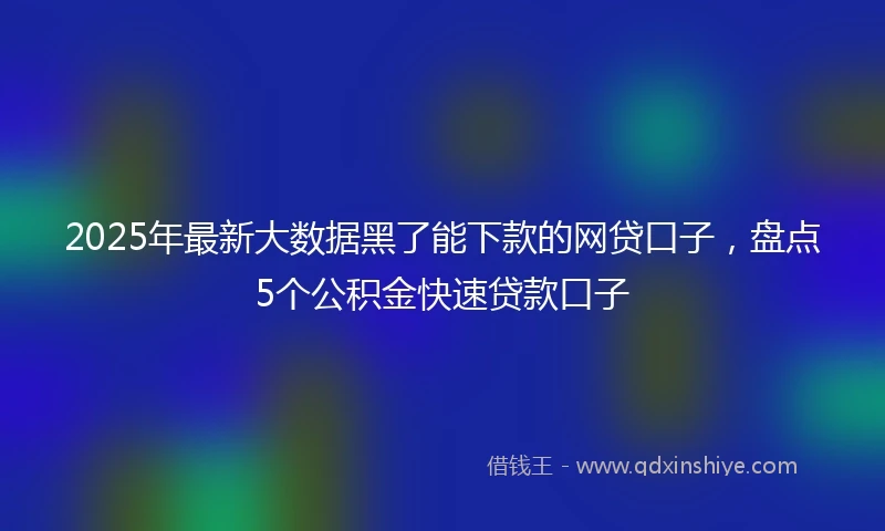 2025年最新大数据黑了能下款的网贷口子，盘点5个公积金快速贷款口子