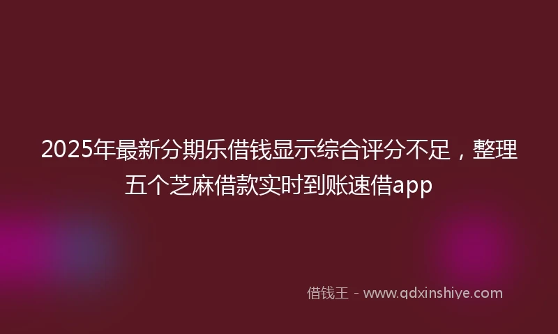 2025年最新分期乐借钱显示综合评分不足，整理五个芝麻借款实时到账速借app