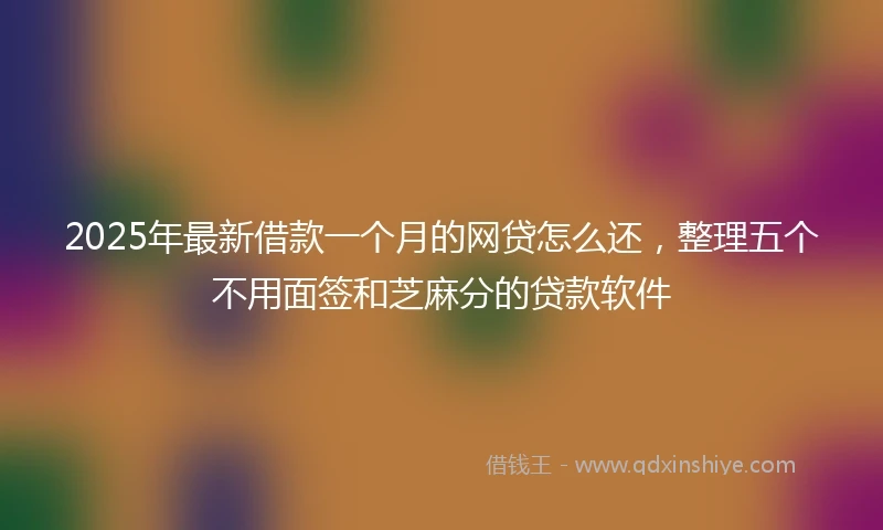2025年最新借款一个月的网贷怎么还，整理五个不用面签和芝麻分的贷款软件