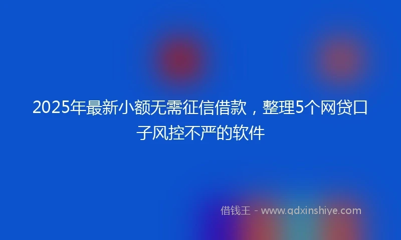 2025年最新小额无需征信借款，整理5个网贷口子风控不严的软件