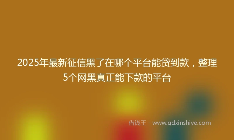 2025年最新征信黑了在哪个平台能贷到款，整理5个网黑真正能下款的平台