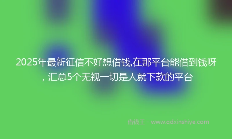 2025年最新征信不好想借钱,在那平台能借到钱呀，汇总5个无视一切是人就下款的平台