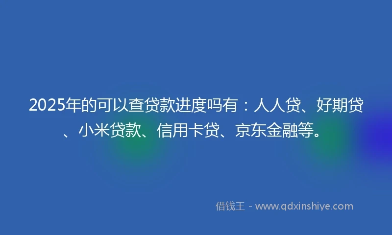 2025年的可以查贷款进度吗有：人人贷、好期贷、小米贷款、信用卡贷、京东金融等。