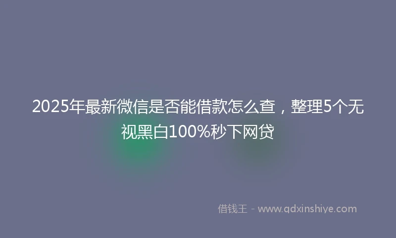 2025年最新微信是否能借款怎么查，整理5个无视黑白100%秒下网贷