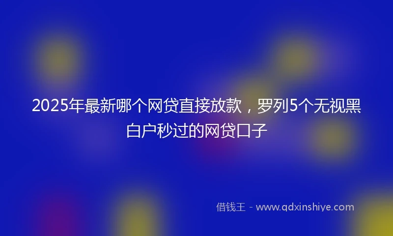2025年最新哪个网贷直接放款，罗列5个无视黑白户秒过的网贷口子